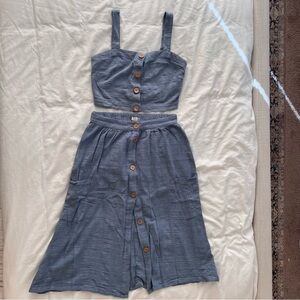 Roxy blue skirt and crop top, set of two